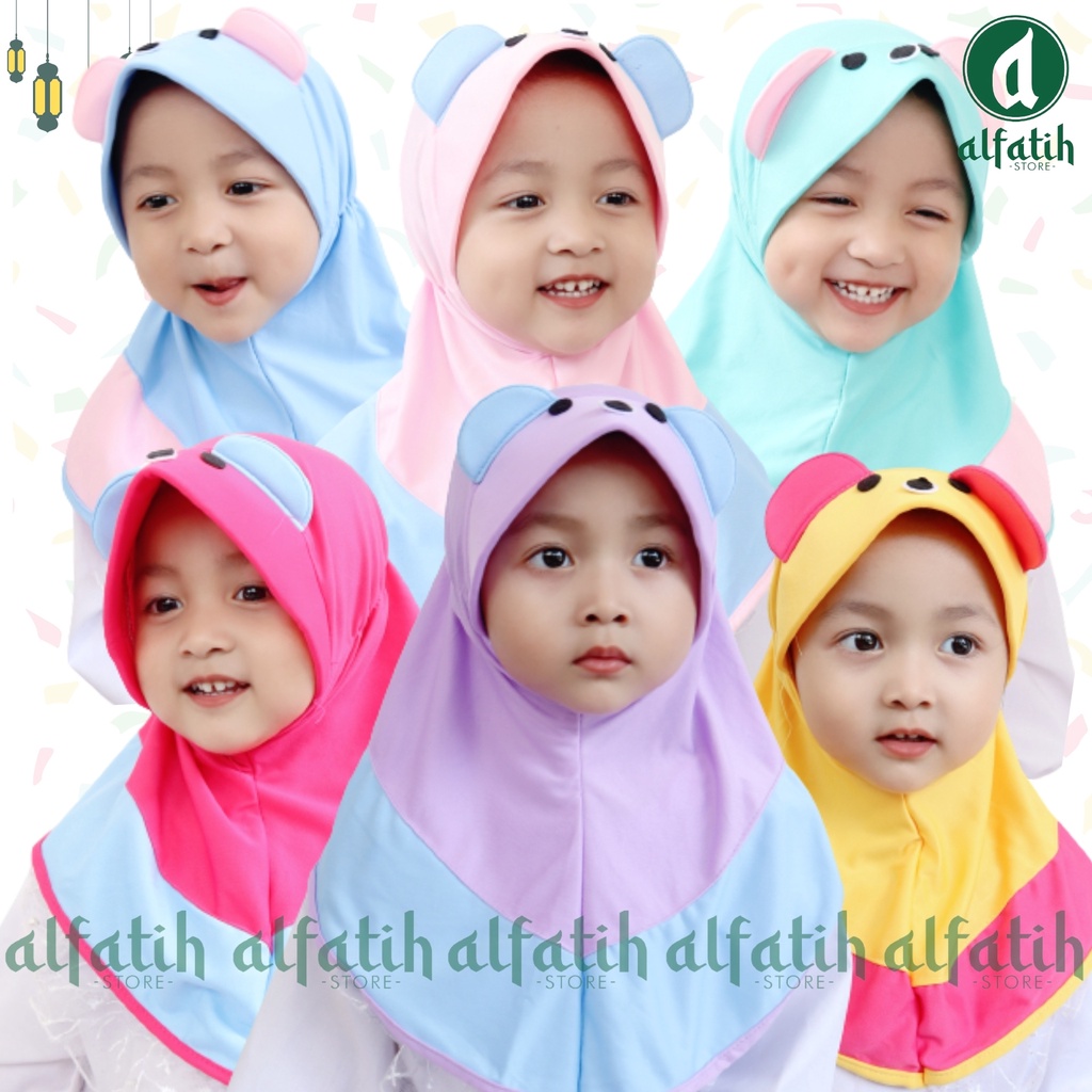 ALFATIH STORE / Jilbab ANAK KARAKTER PANDA LICU / HIJAB ANAK / HIJAB BAYI / KERUDUNG ANAK / Kerudung Anak Jilbab Hijab Anak Bayi Perempuan / pastan baby / hijab anak / Jilbab Anak bayi Usia 0-3 Tahun Bahan Jersey Premium Nyaman Di Pakai