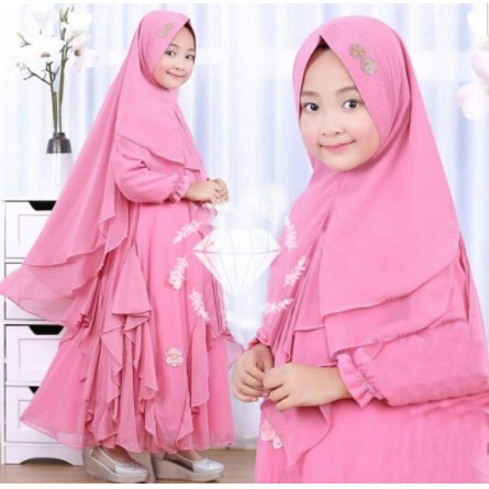 Gamis Anak Perempuan Brukat Trend Terbaru 2022 Sage Green Lilac Hijau Sage Syari St Kayla Kid Gaun A