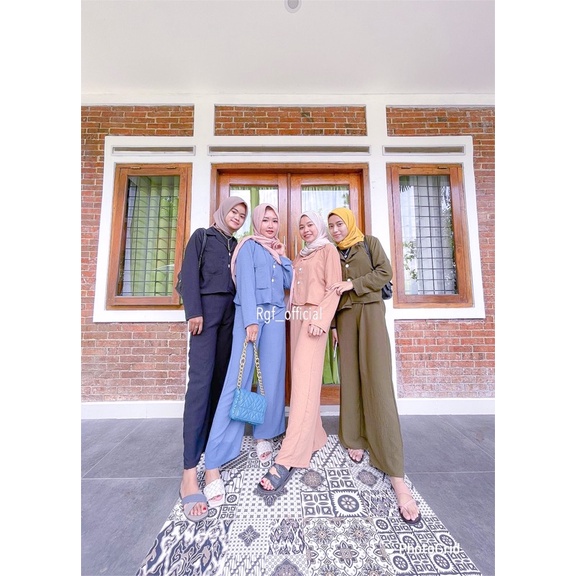 ONE SET CROP TOP BLEZER || KEMEJA CROP CRINGKLE || SET WANITA-4