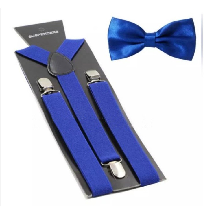 SUSPENDER TALI PINGGANG PRIA + DASI KUPU / SUSPENDER PRIA RAGAM WARNA / TALI SELEMPANG CELANA - C-2