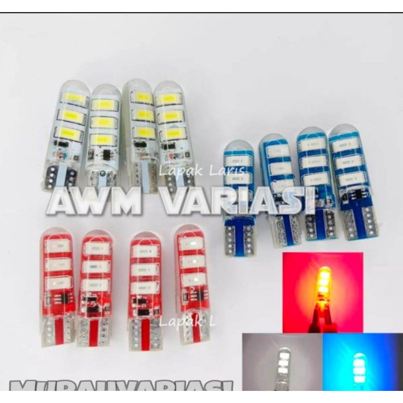 HARGA 4 PCS Lampu Sen Jelly Kedip Flash Lampu Senja Sein Jelly Kedip T10 Bohlam Sein Jelly 6 Mata Kedip Flash