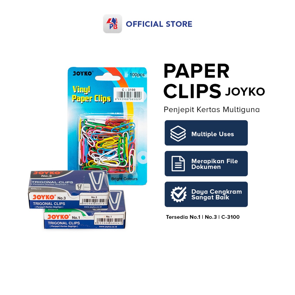 

Paper Clips Joyko Seri-3100 Warna Penjepit Kertas Joyko No.1 dan No.3 / PB EDUKASI ANAK - PBNB