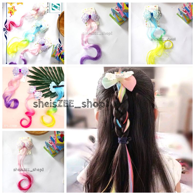 Jepit Rambut Unicorn Model Rambut Palsu Wig / jepit unicorn / jepit anak / pita wig