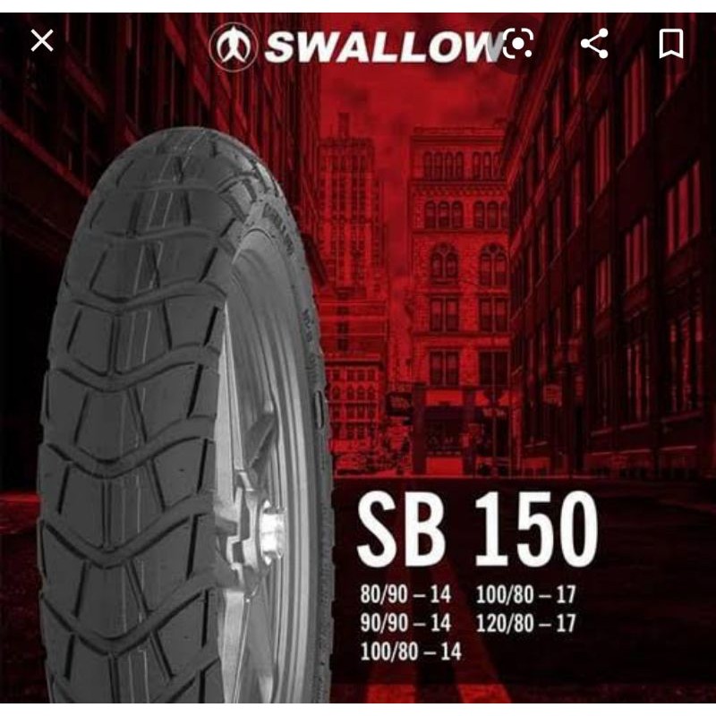 Ban Motor Swallow SB-150 100/80-17 Tubeless Type
