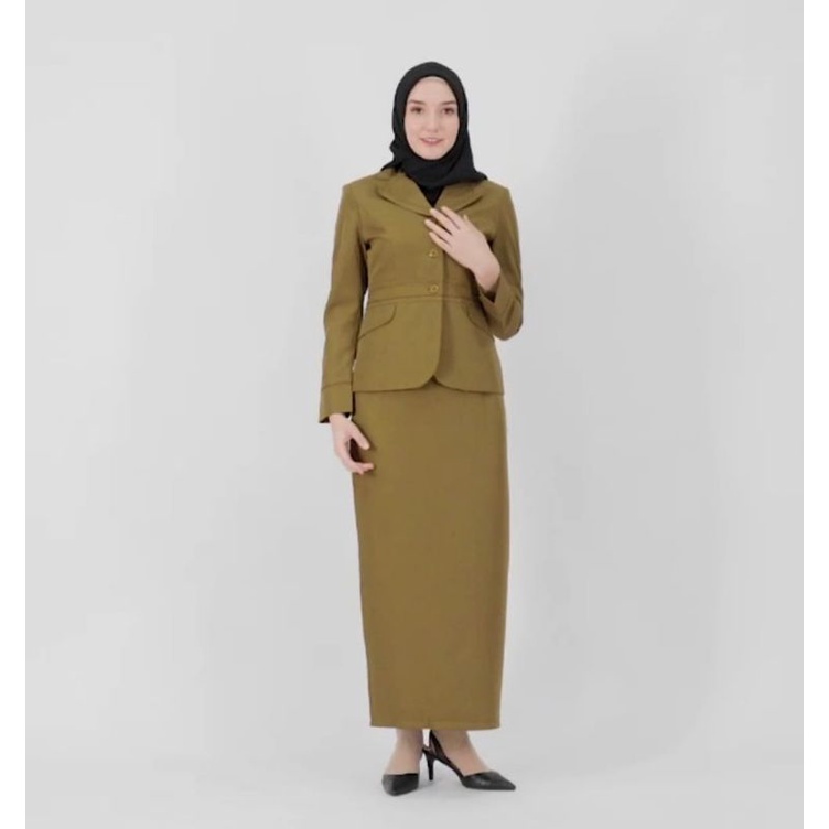 blazer pemda wanita / seragam kheki pns wanita / seragam pns / seragam wanita rok