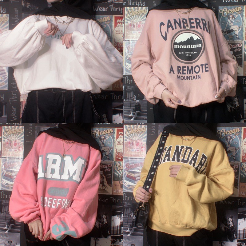 THRIFT CREWNECK KEMEJA KNITWEAR RAJUT OVERSIZE LENGAN BALON BACKPRINT LILAC