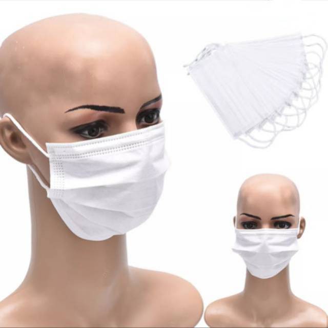 Masker 3ply PUTIH . WHITE Earloop 3 ply disposable face mask - PUTIH