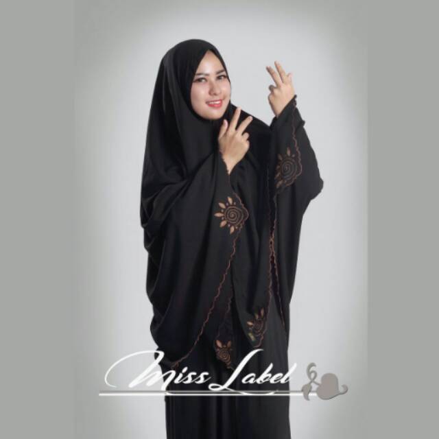 Jilbab Jet Black Bordir