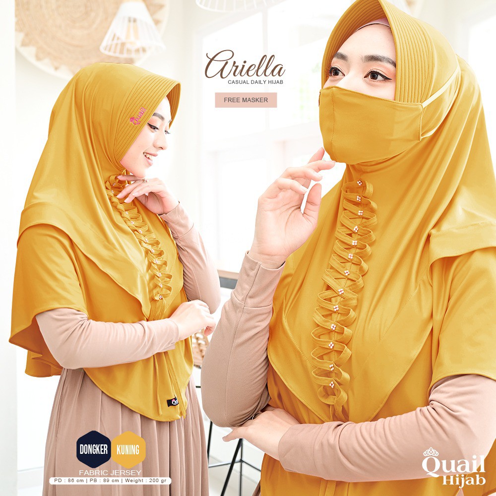 ARIELLA Hijab bergo hiasan kepang dan permata Quail Hijab
