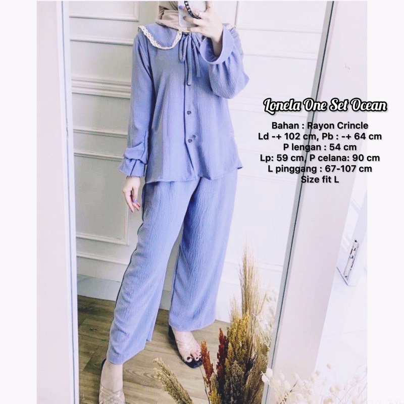ONE SET RAYON PREMIUM / SETELAN RAYON DAILY ONE SET BAJU SETELAN WANITA-LONELA SET Ocean