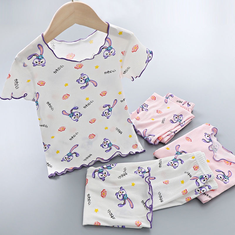 [PRINCESS KESLI] 1-8tahun Piyama Sutra Es Anak Perempuan/Baju Rumah Lengan Pendek Anak/baju tidur anak Baju tidur StellaLou