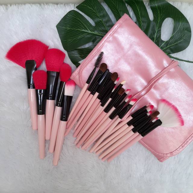 [COD] KUAS DOMPET PINKMake up for you brush set isi 24pcs dengan Bulu Kuas Halus Tidak Mudah Rontok