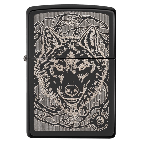 Zippo 49443 Anne Stokes Wolf High Polish Black Pocket Lighter