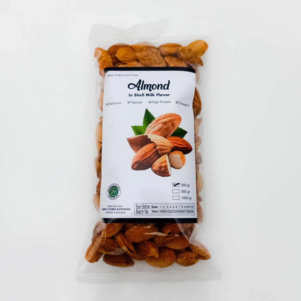 Almond Roasted ( Kacang Almond Almon Panggang ) 250 gr In Shell USA Premium Quality The Latest