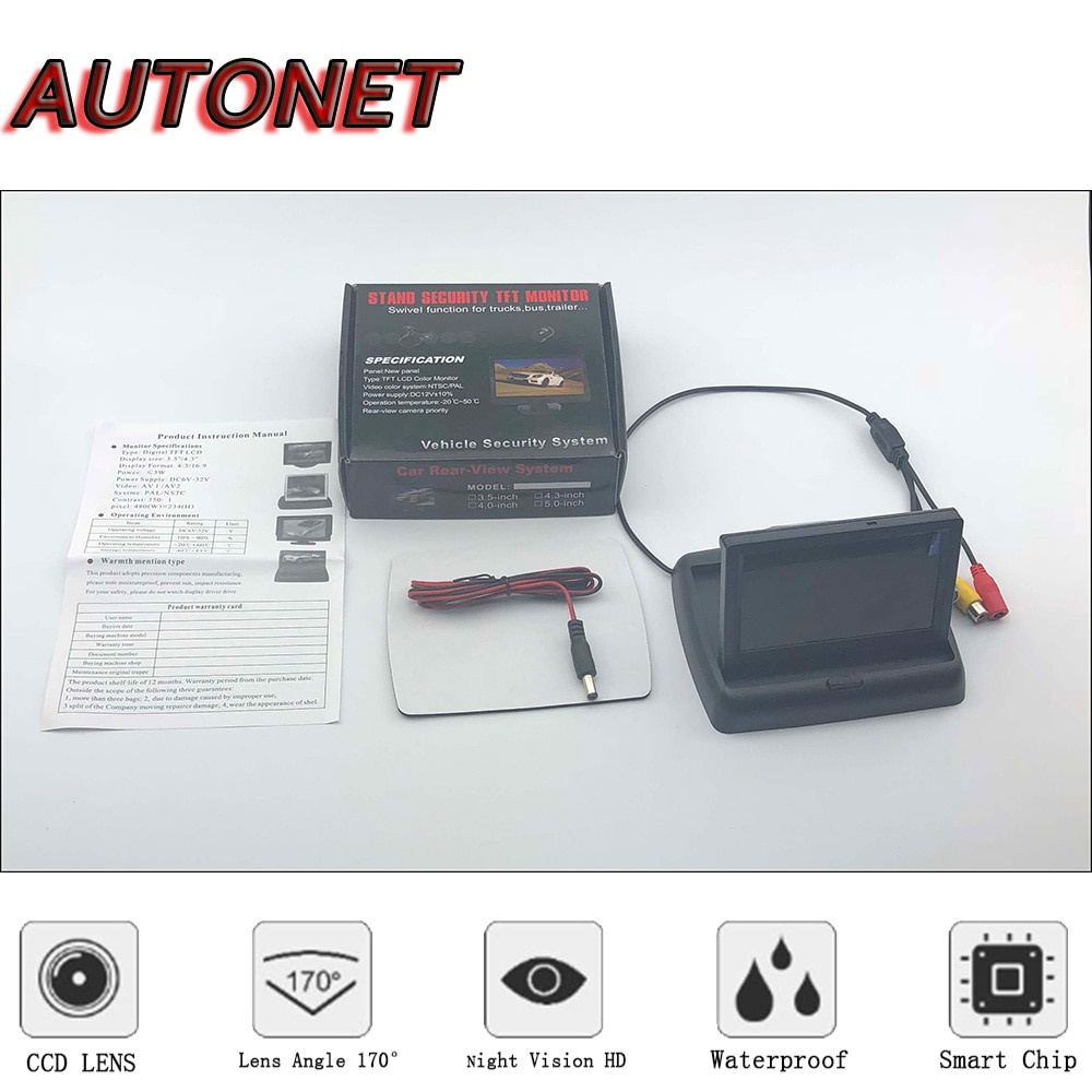 Monitor Parkir Mobil Foldable Rear View TFT LCD 4.3 Inch - AU43 - Black - 7RRS5RBK