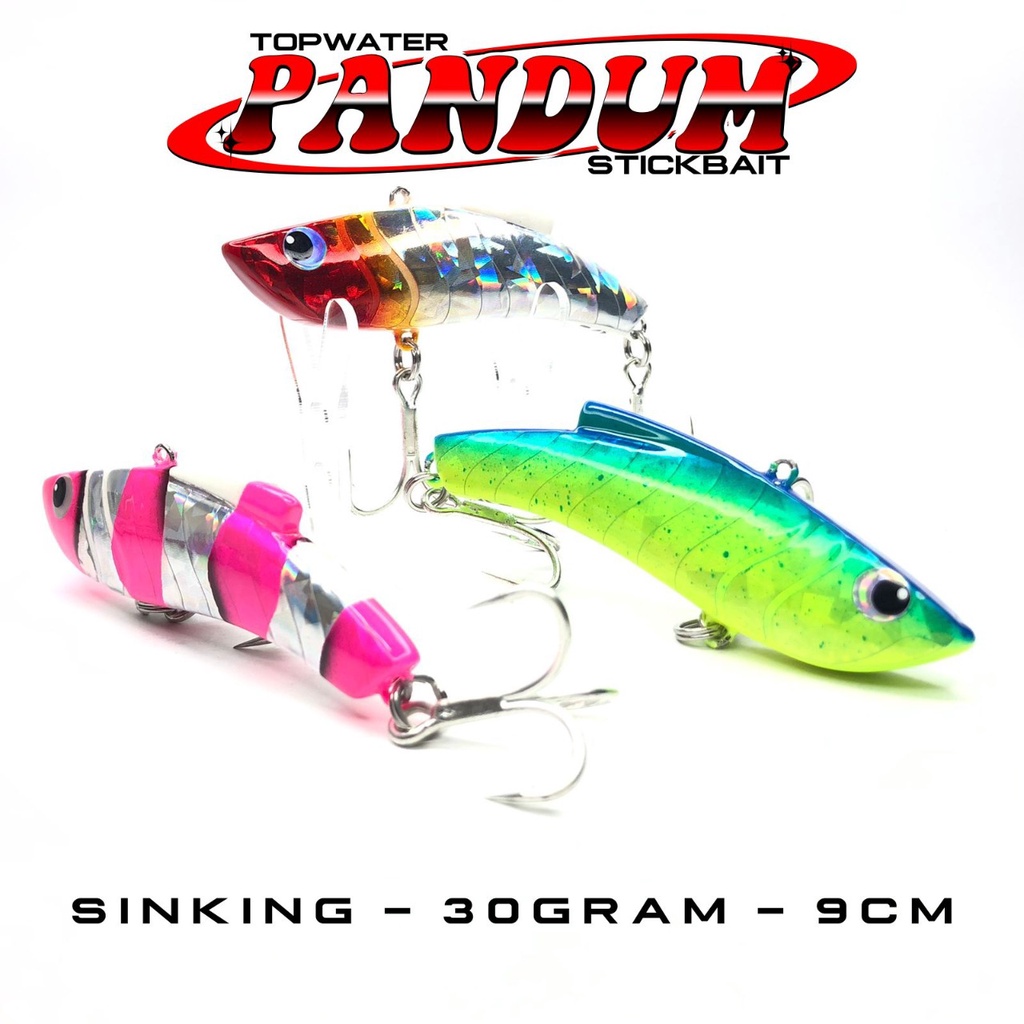 Umpan Lure Stickbait Pandum 30gr The Angler Series + 2 Treblee Hook #2 4X Strong