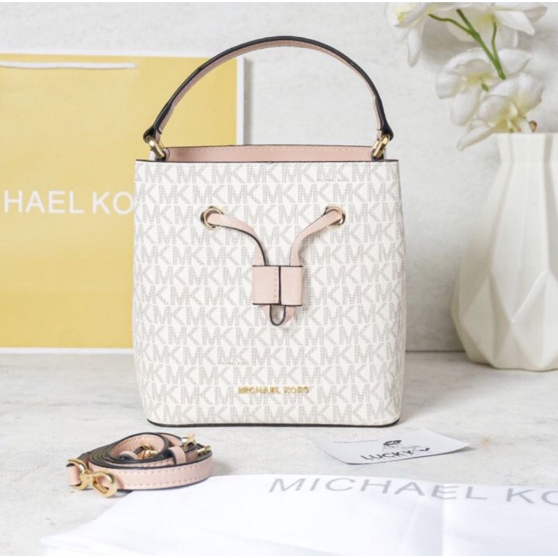 Michael Kors Mercer Gallery Faux Pebbled Leather Tote In White - ORIGINAL 100%