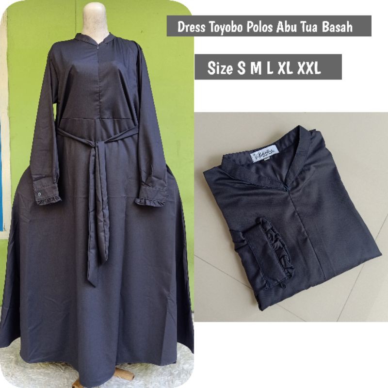 Gamis Toyobo Polos Abu Tua Basah