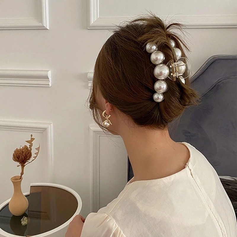 Jepit Rambut Ponytail Bahan Akrilik Aksen Mutiara Untuk Wanita