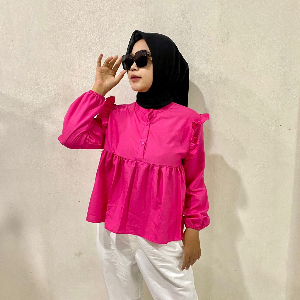 RD FASHION - KINAN LINEN BUTTON BLOUSE / ARINA TOP / DISA ARINAY TOP / SHALENSA BLOUSE / LAILY BLOUSE / PEPLUM ATASAN BAJU WANITA / DIANA / RANIA / KIMI Kemeja Kancing Depan / ALENA Katun Linen Premium - NN