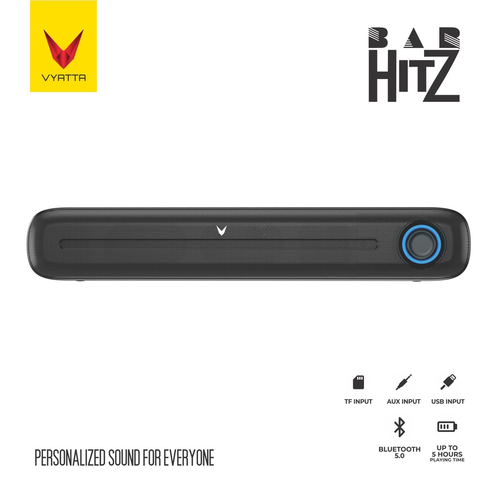 VYATTA BAR HITZ SPEAKER BLUETOOTH SOUNDBAR - HD SOUND,52MM DRIVER,TRUE WIRELESS STEREO SOUND-B