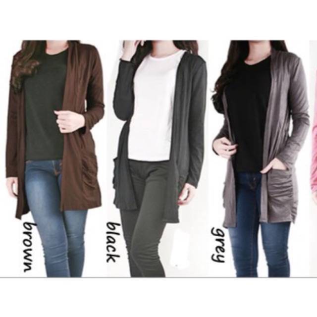 Cardigan Wanita Lengan Panjang dengan Bahan Sifon Motif Garis-garis Warna Putih Bergaya Bohemian