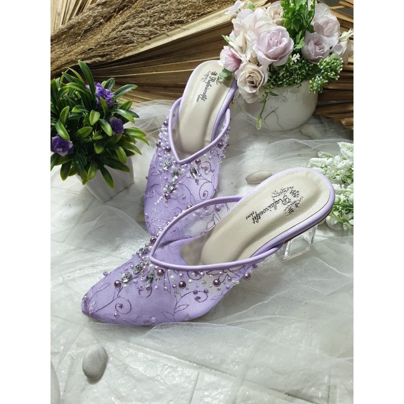 sepatu lilac Julia 7cm kaca