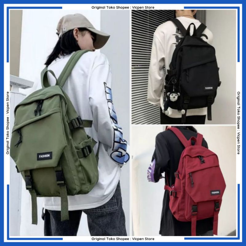 Tas Ransel Backpack Pria Wanita Fashion Bahan Kanvas