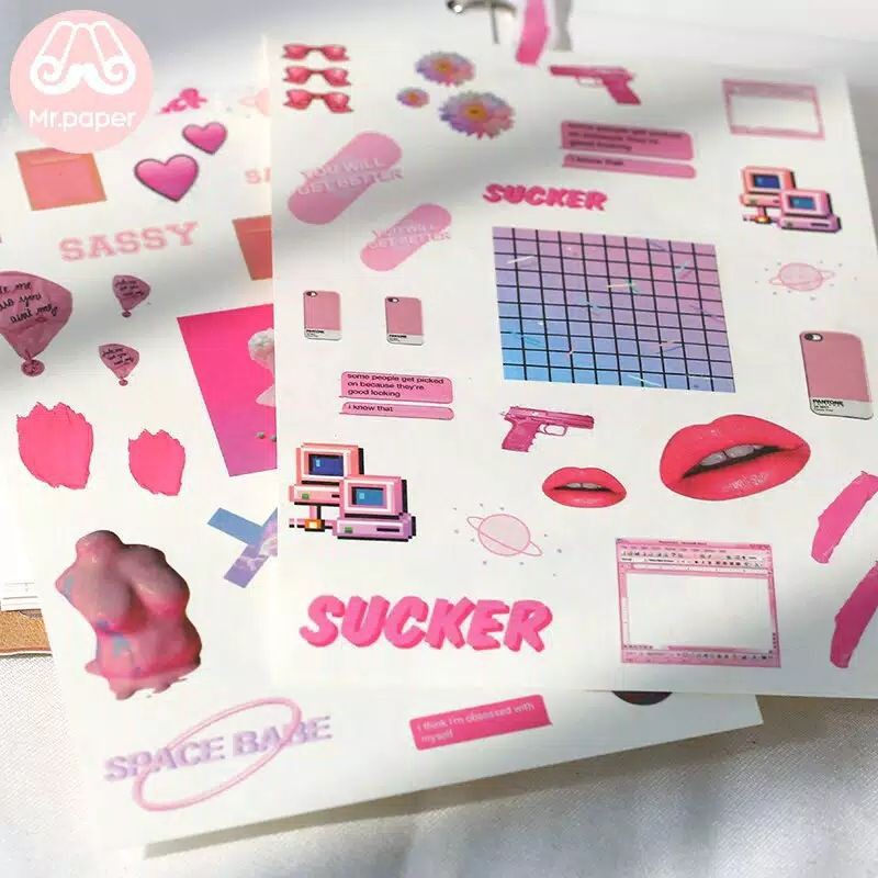 

1 Lembar Sticker Tumblr Aesthetic Deco Bullet Journal Sudah Cutting