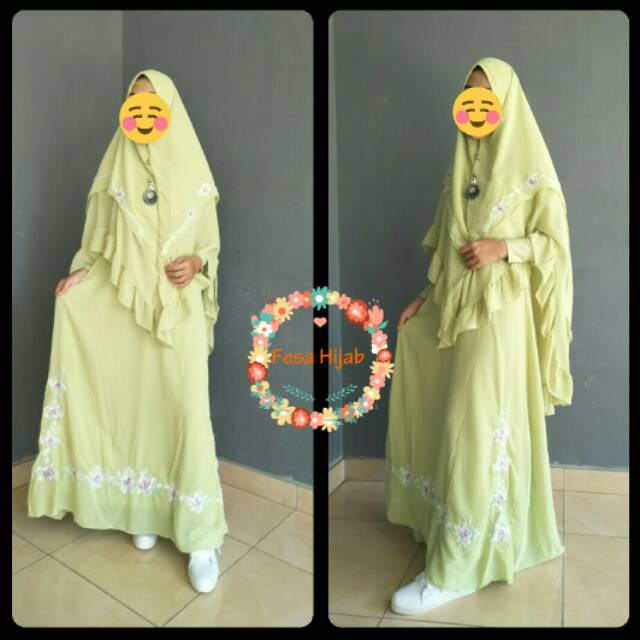 Set Gamis Bunga Mawar Ceruti by JRH