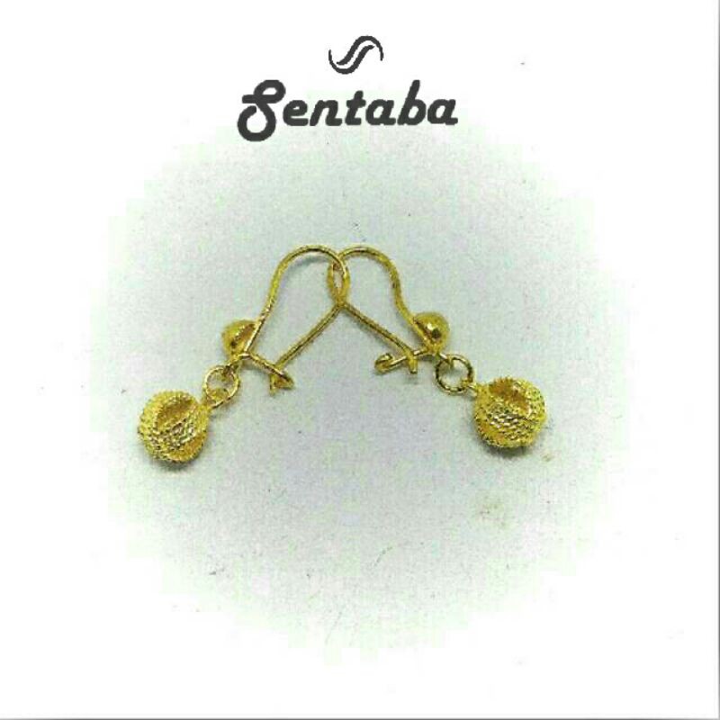 Anting Perak Murni 999 takraw lapis emas