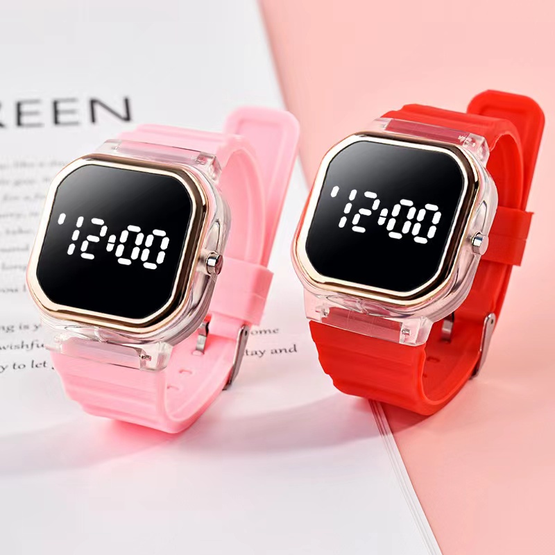 [COD] Jam Tangan Wanita Rubber Digital Trendy  Dial Kotak Korean Fashion