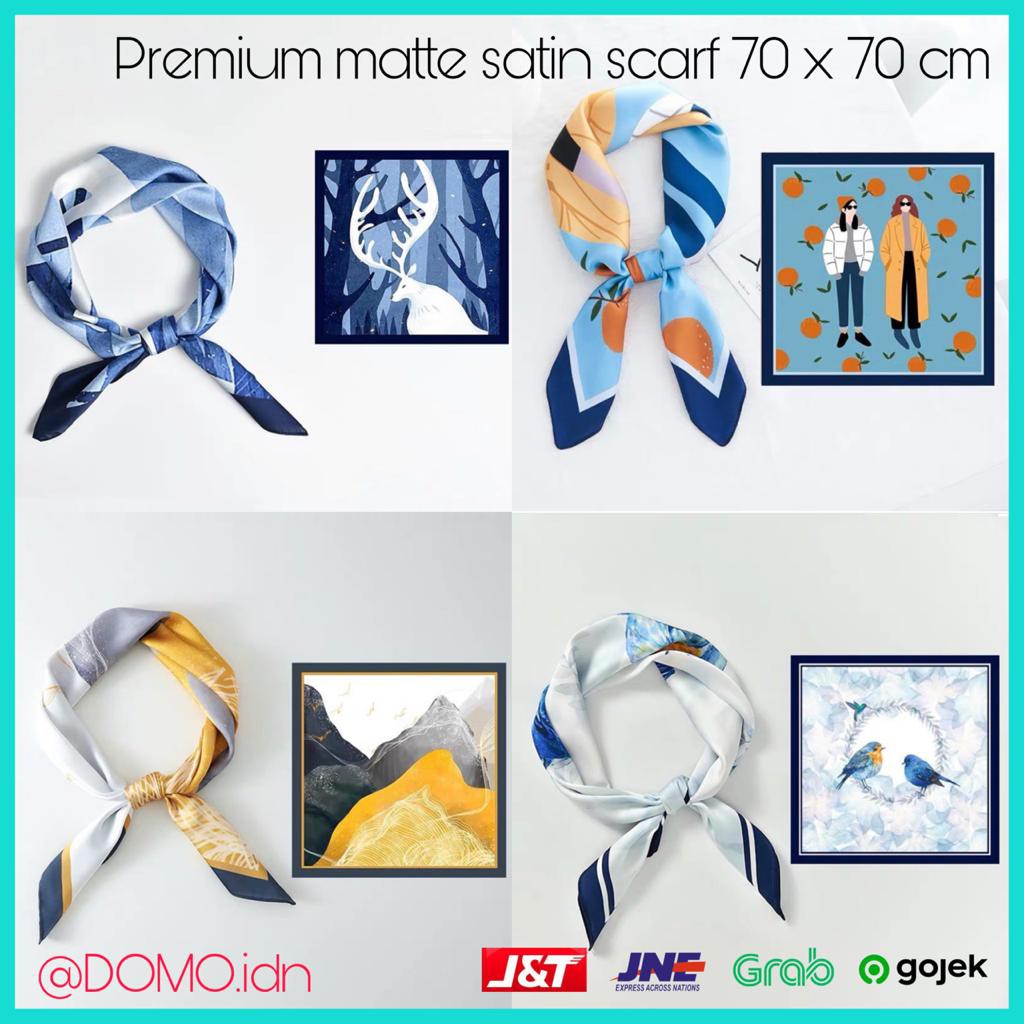 SCARF MATTE SATIN PREMIUM RUSA ORANGE JERUK KUALITAS TINGGI KAIN PERSEGI 70 X 70 CM IMPORT