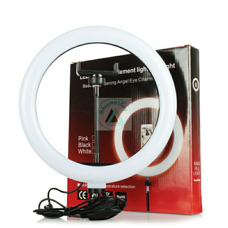 Lampu Tik Tok RGB / Ring Light RGB 26 cm with Phone Holder / 10 warna Lampu