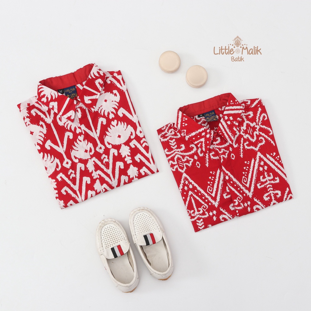 -Batik Organik Merah- Kemeja Batik Anak Lengan Pendek By Little Malik Batik, Garutan