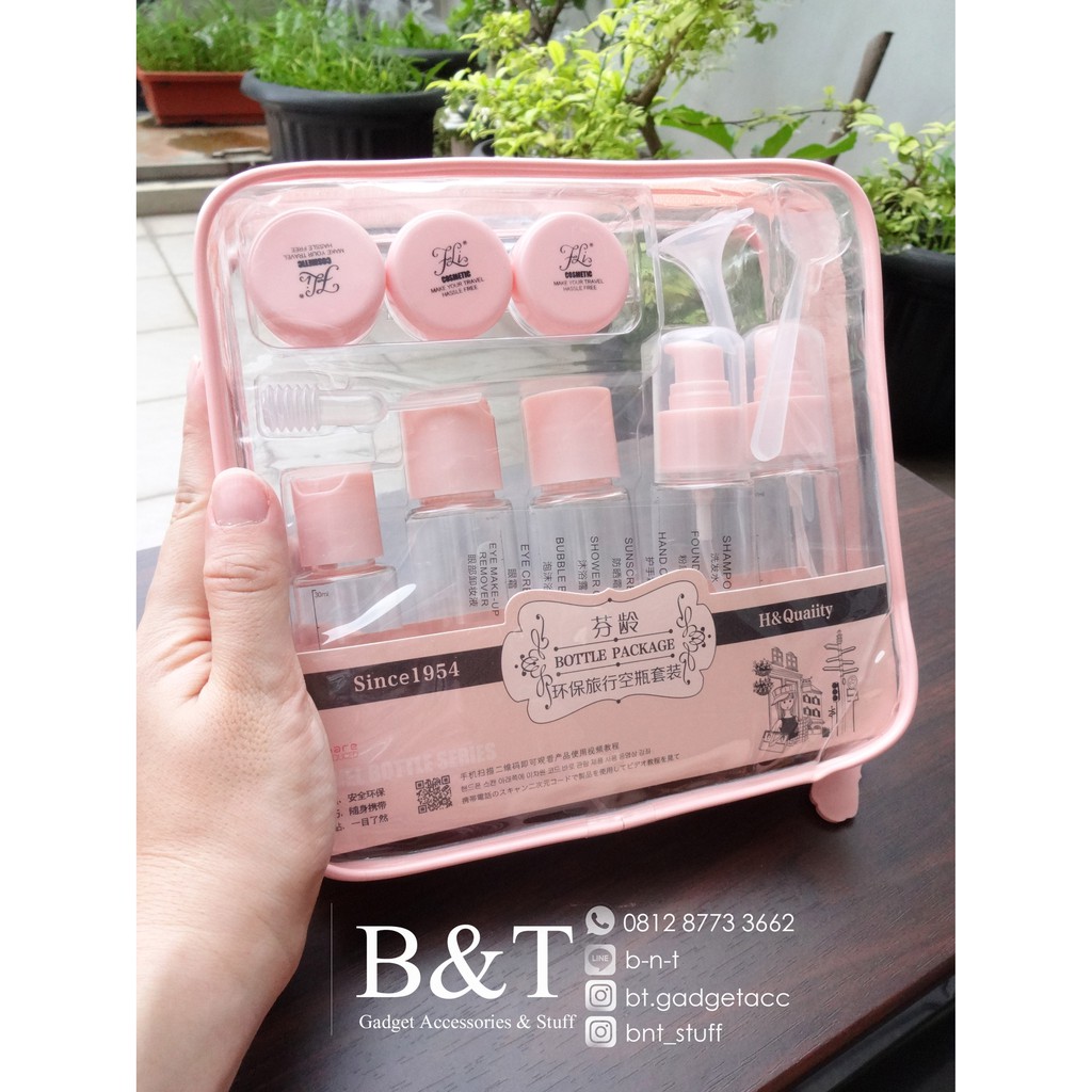 Jual Travel Set / Botol Kosmetik Set / Travel Pack Organizer (pink ...