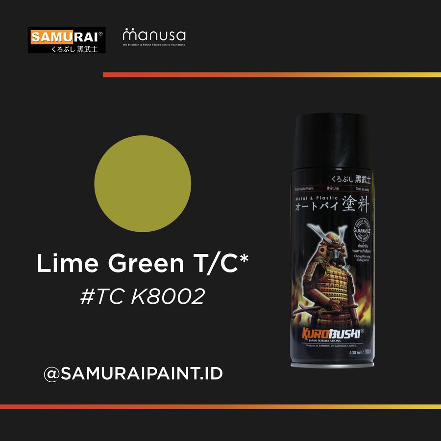 (TopCoat) TCK8002 Lime Green - SAMURAI PAINT Cat semprot/Pilox/Aerosol