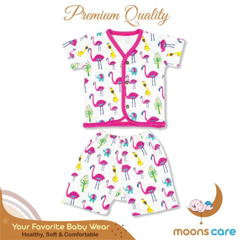 Stelan Pendek Kancing Moons Motif Stelan Bayi Baju lahir