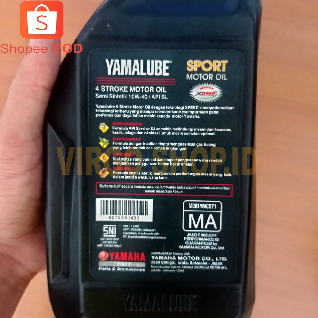 Oli Yamalube Sport kemasan 1 liter Sae 10W-40 4T / Oli Yamalube / Oli Yamalube Sport / Oli / Oli 1 Liter / Yamalube / Yamalube Sport / Oli Yamalube 1 Liter / Oli 10w 40 / Oli 2T / Pelumas