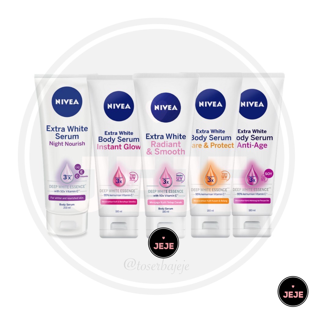 Nivea Extra White Body Serum 180ml | Hijab Cooling Night Nourish Intensive Vitamin C &amp; E Super Vitamin