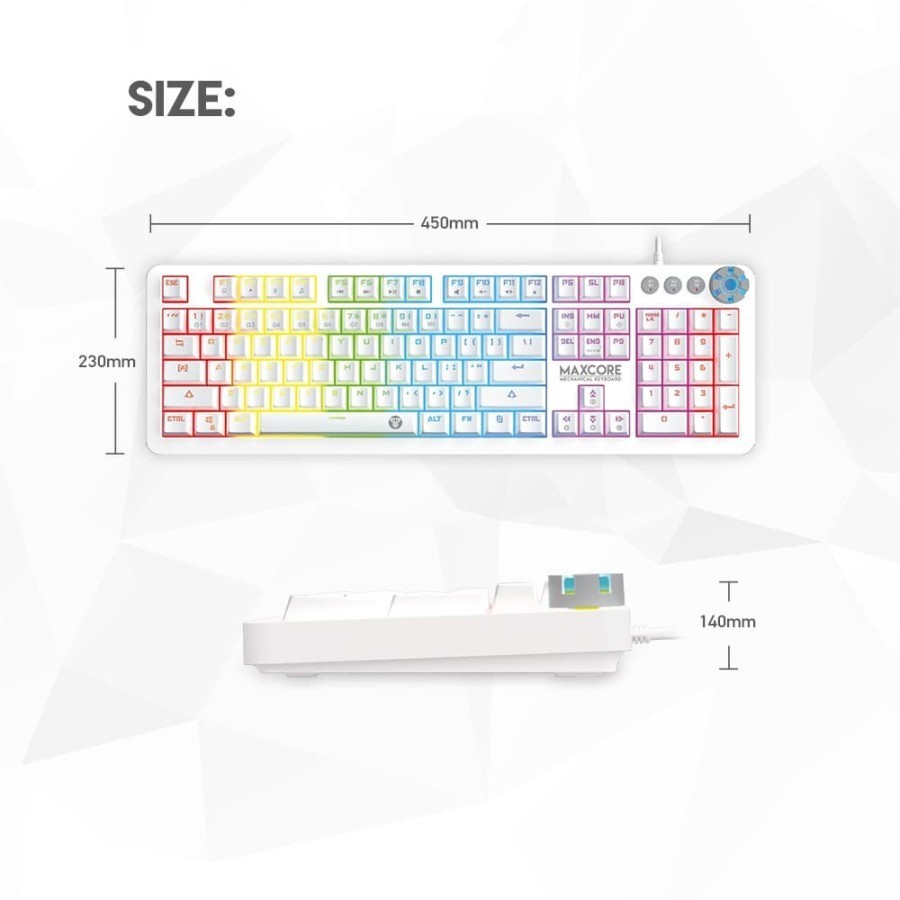 Keyboard Gaming Fantech MAXCORE MK852 Space WHITE EDITION Brown Switch