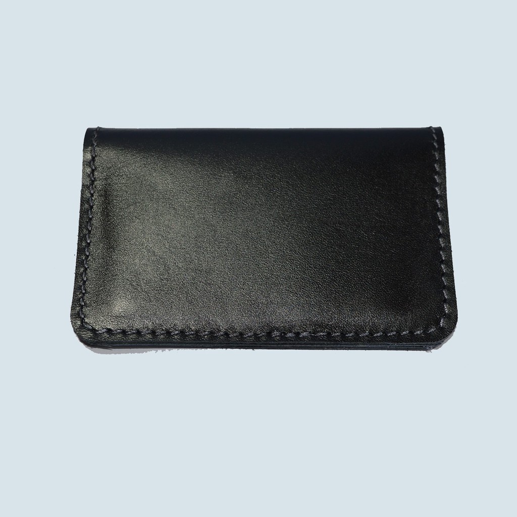 dompet kartu model lipat kulit asli - card wallet - slim wallet hitam NC032