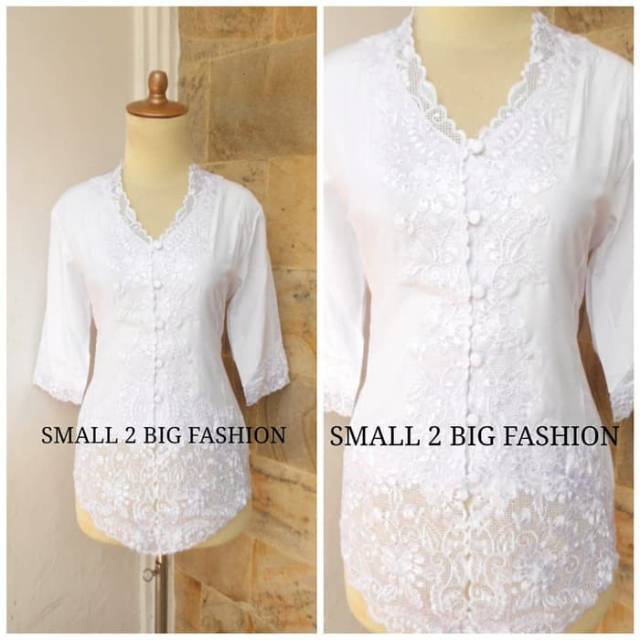 kebaya katun / kebaya modern / kebaya murah / kebaya bordir putih / atasan kebaya encim putih