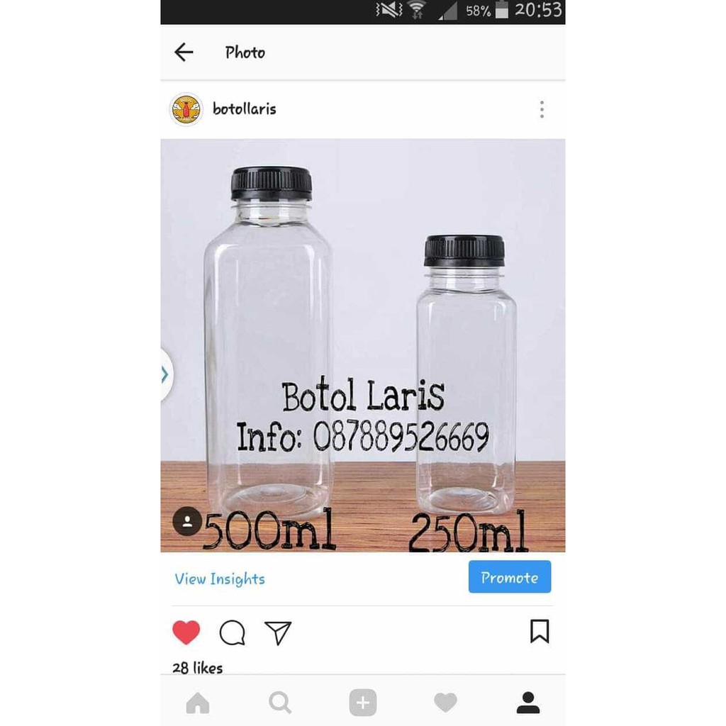 BOTOL KALE KOTAK 250ML