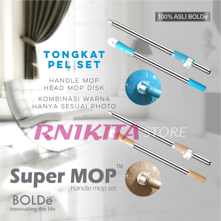 BOLDe TONGKAT PEL + HEADMOP - Supermop Alat Pel Tongkat Kepala Besar