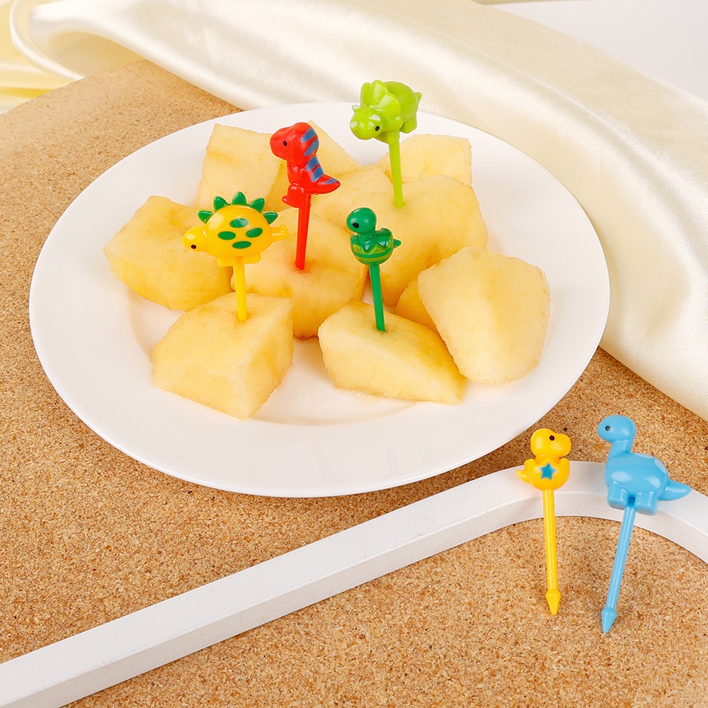 6pcs / set Garpu Buah / Snack / Kue / Dessert / Bento Desain Kartun Hewan Dinosaurus Untuk Dekorasi Pesta