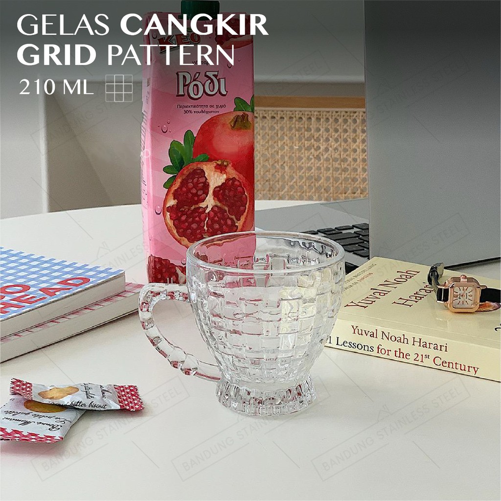 Gelas Kopi 210ml Cangkir Kaca Cafe Teh Susu Crystal Glass HomeCafe Inspired Cup Gaya Korean HomeCafe