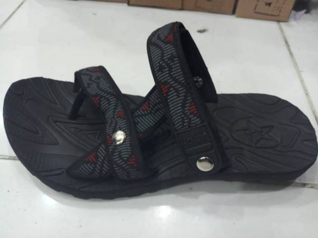 SANDAL GUNUNG SANTAI RINGAN KARET HITAM BLACK KADO HADIAH PRIA COWOK MURAH TERLARIS BERKUALITAS