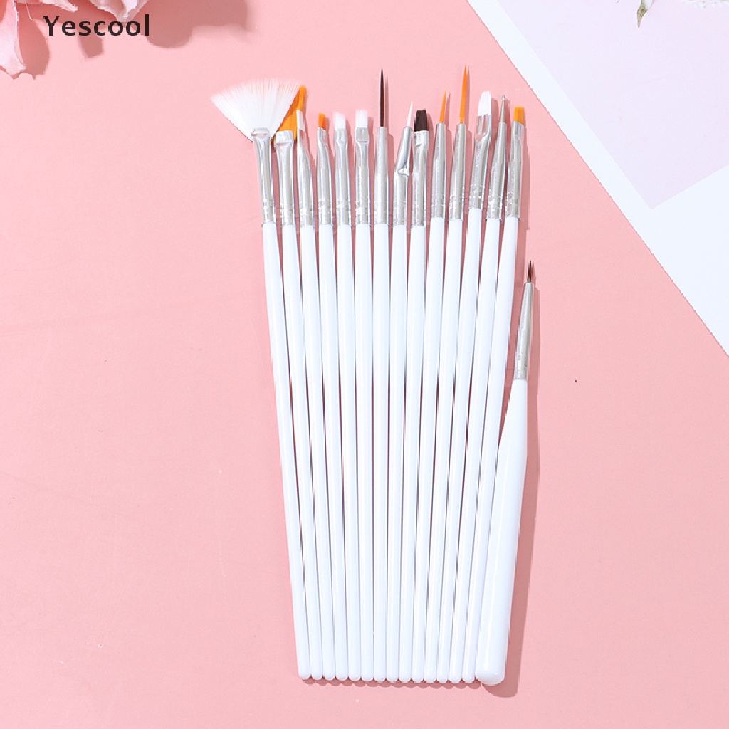Yescool 15pcsset Kuas Lukis Kutek Gel UV Untuk Nail Artmanicuresalon DIY