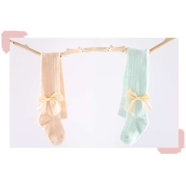 [PRINCESS KESLI] 0-8 Tahun Kaus Kaki Panjang Import Anak Perempuan Pantyhose Hiasan Pita Tersedia Banyak Warna Polos